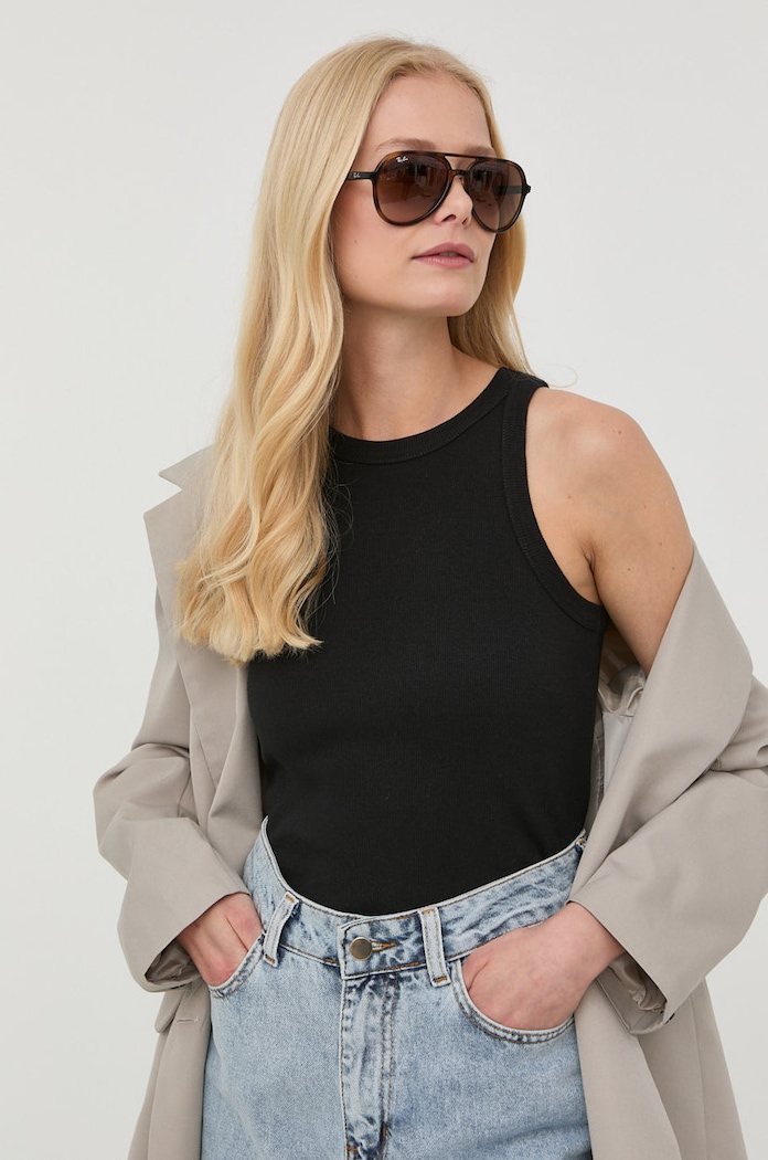 Bruuns Bazaar top z elastanem czarny BBW2378