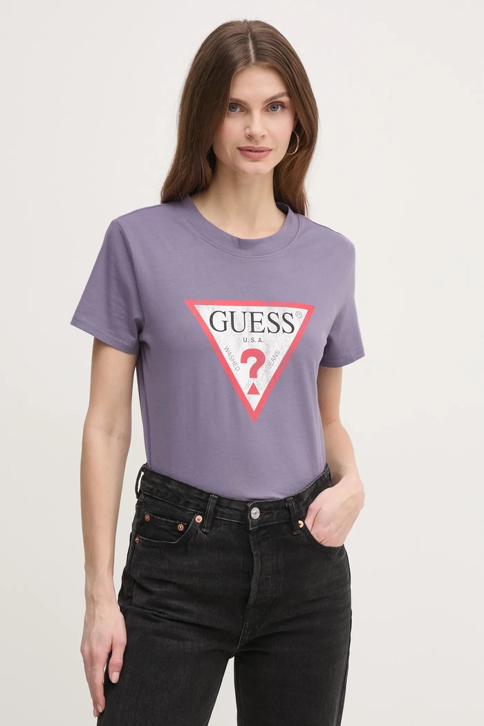 Guess tricou din bumbac print violet W2BI69.K8FQ1