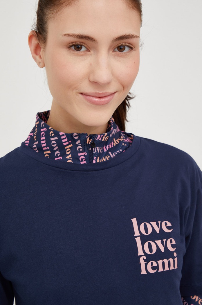Femi Stories tricou din bumbac Manuel bleumarin MANUEL.NVY