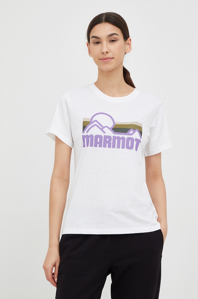 Βαμβακερό μπλουζάκι Marmot Marmot M12593 λευκό