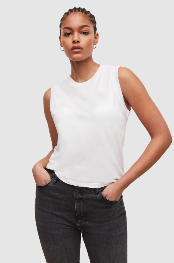 AllSaints Top bawełniany IMOGEN TANK biały WM221M