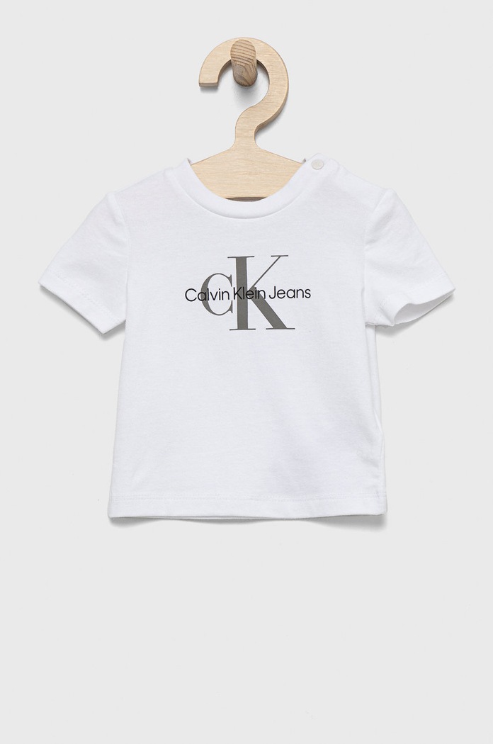 Calvin Klein Jeans t-shirt dziecięcy IN0IN00001.9BYY z elastanem biały IN0IN00001.9BYY