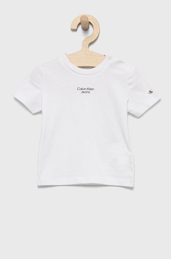 Calvin Klein Jeans t-shirt dziecięcy IN0IN00021.9BYY z elastanem biały IN0IN00021.9BYY