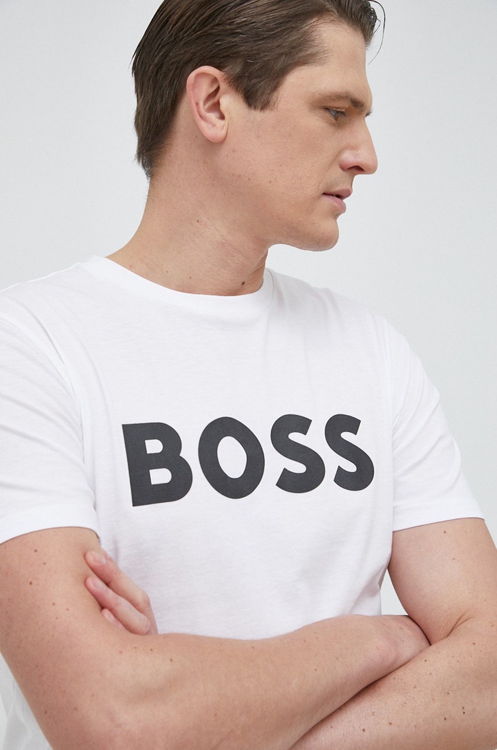 Хлопковая футболка BOSS BOSS CASUAL Thinking 1 хлопок белый 50481923