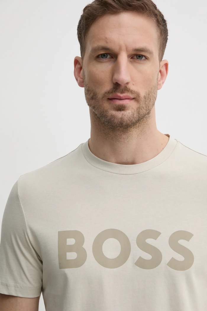 Хлопковая футболка BOSS Orange BOSS ORANGE Thinking 1 бежевый 50481923