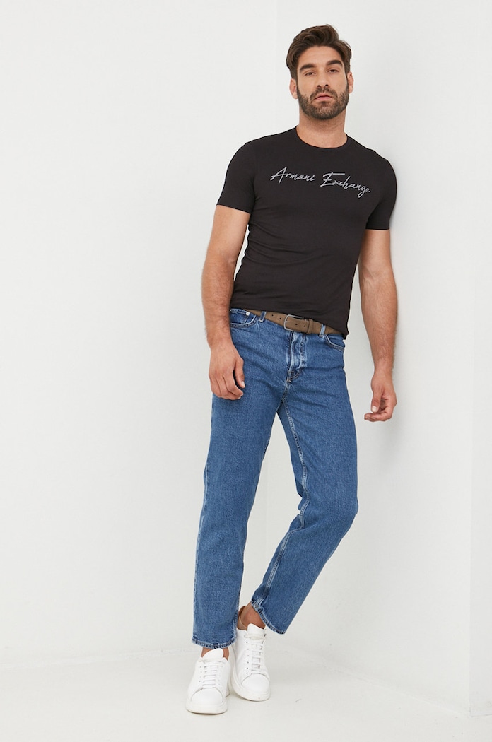 Pamučna majica Armani Exchange 6LZTHB.ZJBVZ crna AW22