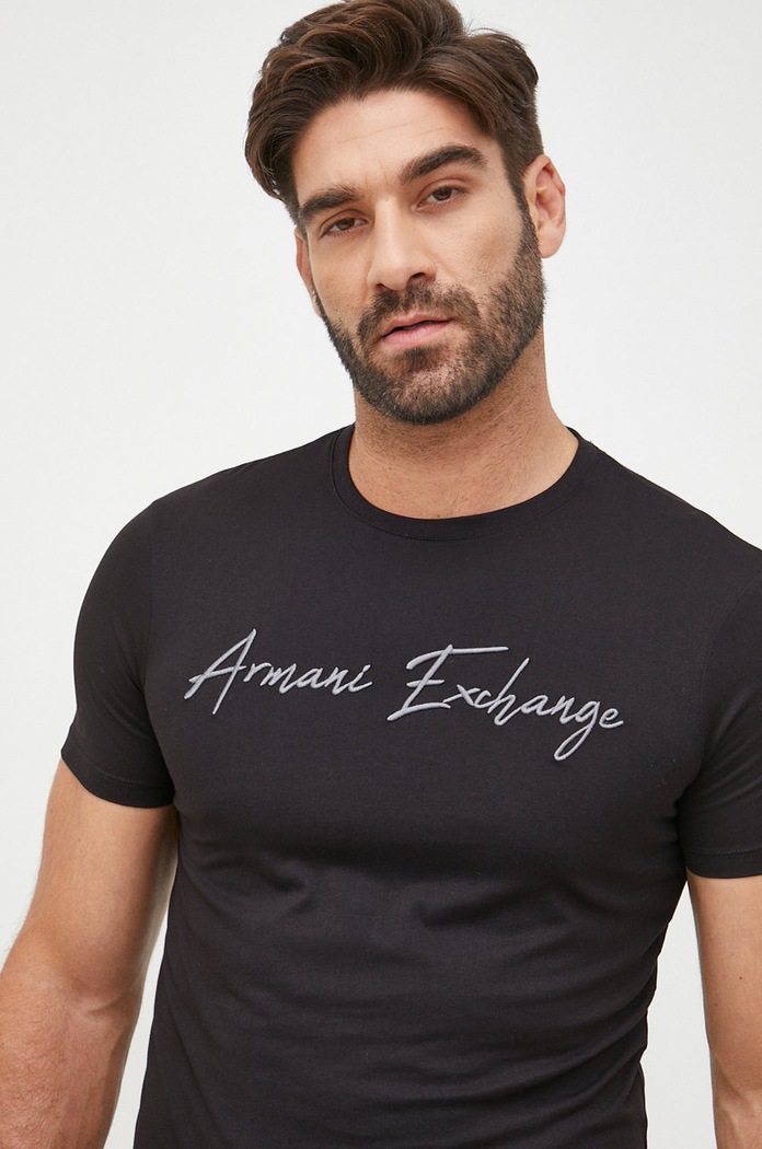 Pamučna majica Armani Exchange crna 6LZTHB.ZJBVZ