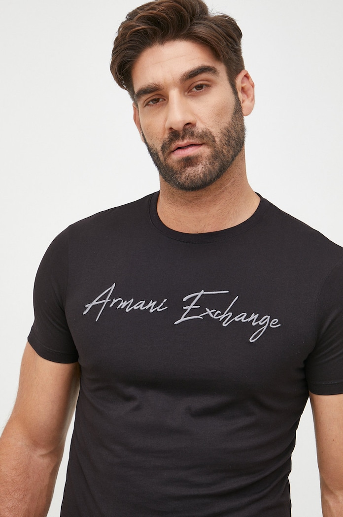 Pamučna majica Armani Exchange crna 6LZTHB.ZJBVZ