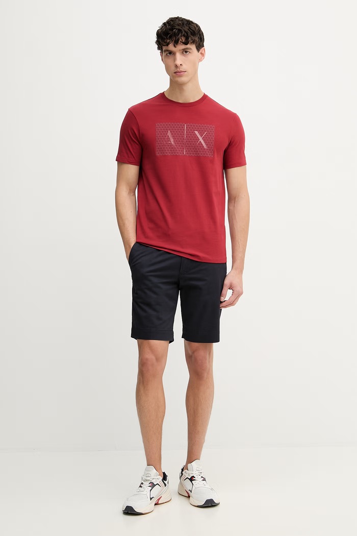 Armani Exchange T-shirt męski bawełniany 8NZTCK.Z8H4Z czerwony SS26