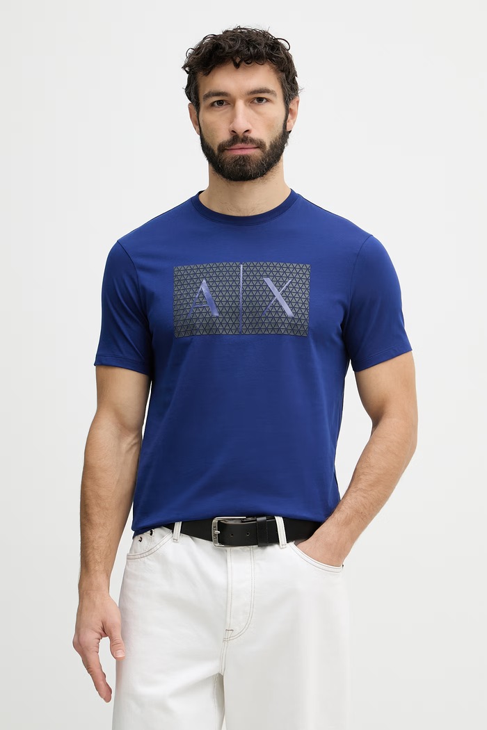 Armani Exchange T-shirt męski bawełniany niebieski 8NZTCK.Z8H4Z