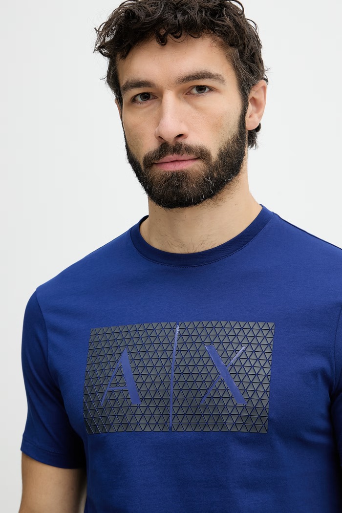 Armani Exchange T-shirt męski bawełniany niebieski 8NZTCK.Z8H4Z