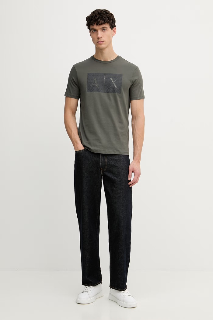 Armani Exchange T-shirt męski bawełniany 8NZTCK.Z8H4Z zielony SS26