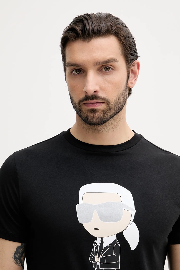 Karl Lagerfeld t-shirt bawełniany 500251.755071 czarny 500251.755071