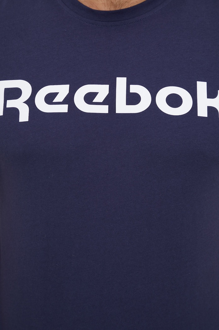 Памучна тениска Reebok GN5378 тъмносин
