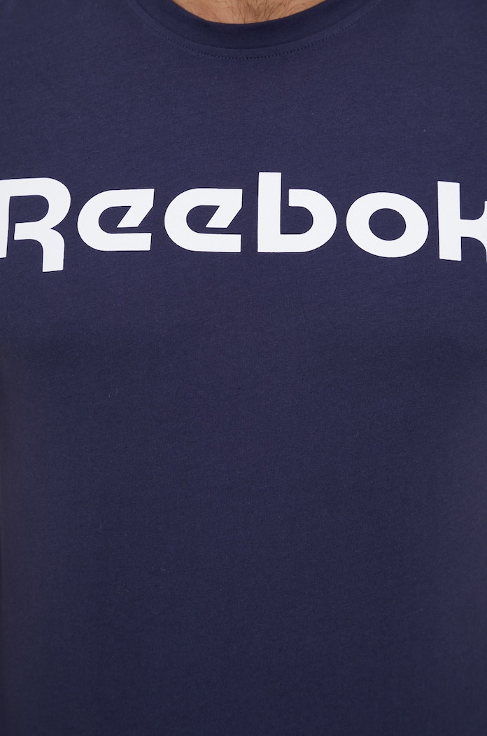 Памучна тениска Reebok GN5378 тъмносин