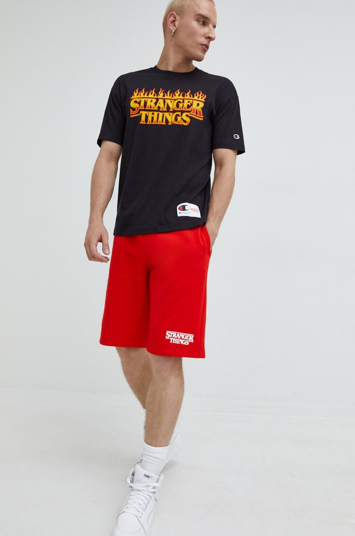 Champion t-shirt bawełniany xStranger Things 217791 czarny AW22