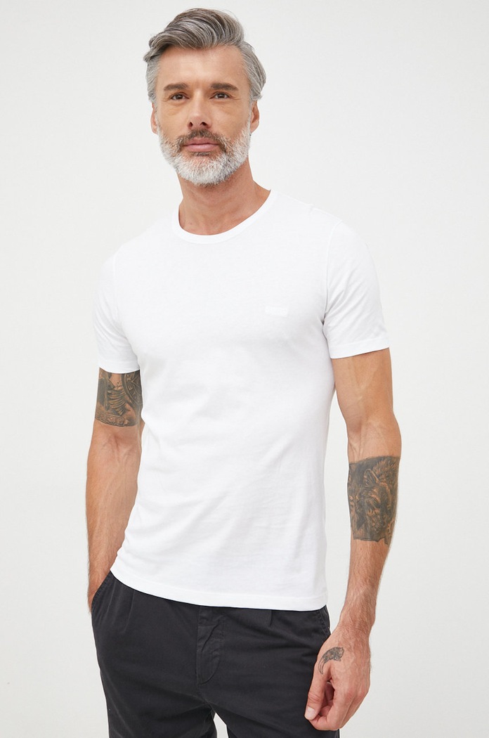Bavlněné tričko BOSS TShirt RN 3P Classic hladký bílá 50475284