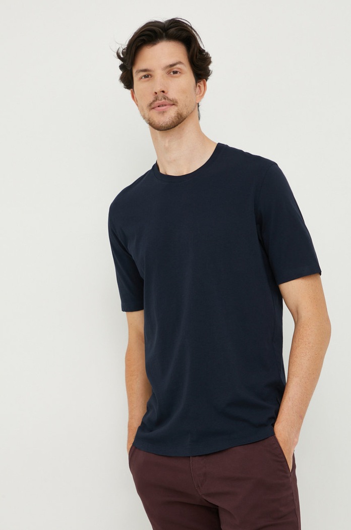 Sisley tricou din bumbac uni bleumarin 3I1XS101J.06U