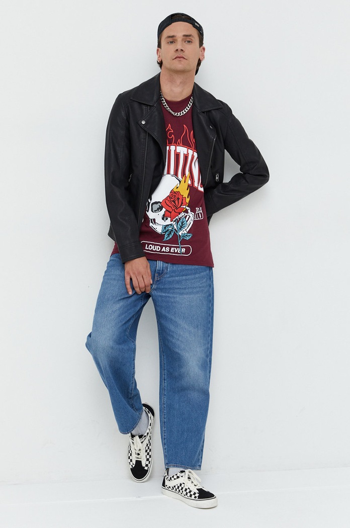 Primitive t-shirt bawełniany papfa2201.bur bordowy AW22