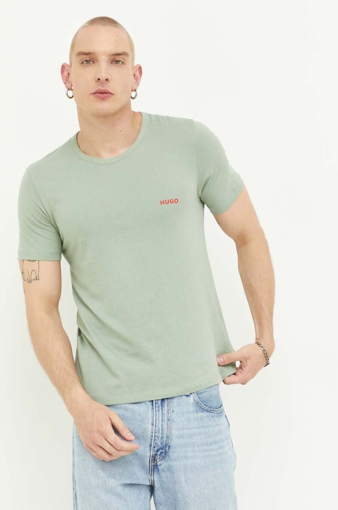HUGO T-shirt bawełniany 3-pack 50480088 zielony NC24
