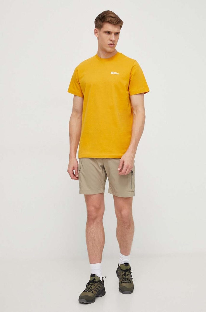 Bavlnené tričko Jack Wolfskin Essential 1808382 žltá AW25