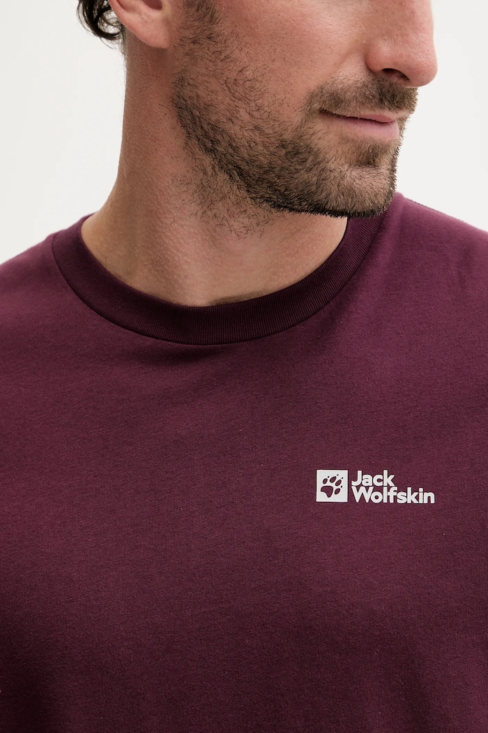 Βαμβακερό μπλουζάκι Jack Wolfskin Essential 1808382 μωβ