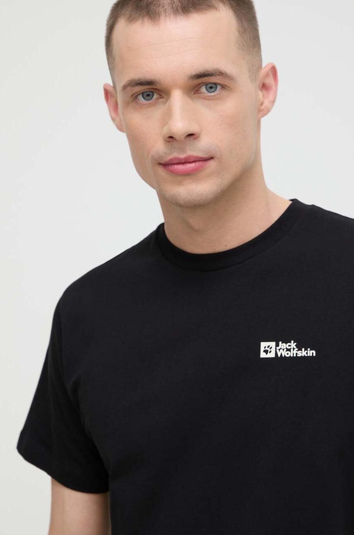 Bavlnené tričko Jack Wolfskin Essential čierna 1808382