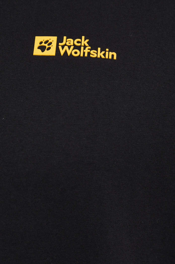 Βαμβακερό μπλουζάκι Jack Wolfskin Essential 1808382 μαύρο