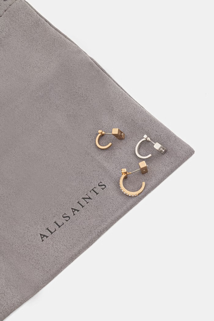 AllSaints náušnice dámske kovové 3-pak strieborná 434703MUL119