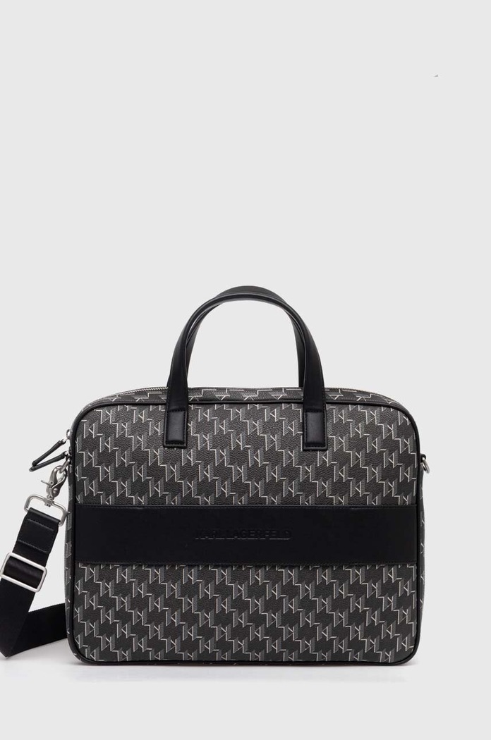 Karl Lagerfeld torba na laptopa skóra licowa czarny 235M3034