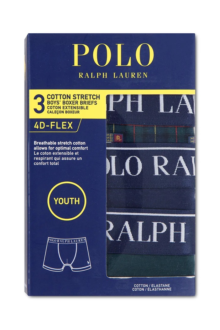 Polo Ralph Lauren priliehavé boxerky detské bavlnené s elastanom 3-pak 9P5015 zelená