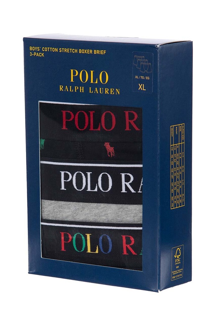 Polo Ralph Lauren прилепнали боксерки за деца от памук с еластан 3 броя 9P5015 черен AA00
