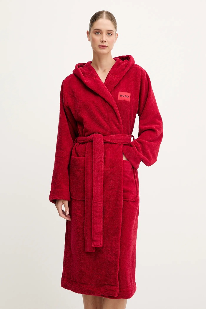 HUGO halat TERRY_HOODED GOWN bumbac rosu 50502744