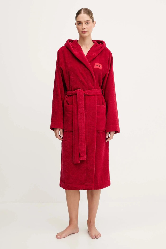 HUGO halat TERRY_HOODED GOWN 50502744 rosu AW25