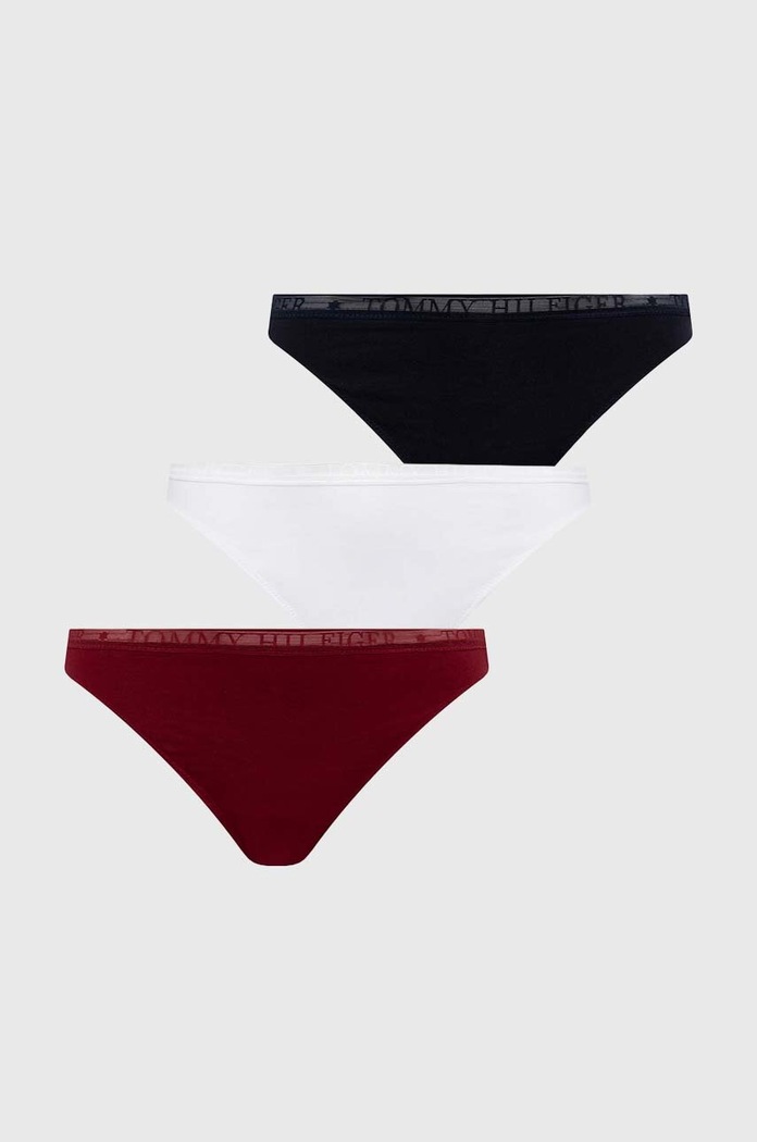 Tanga Tommy Hilfiger 3-pack tanga burgundské UW0UW04890