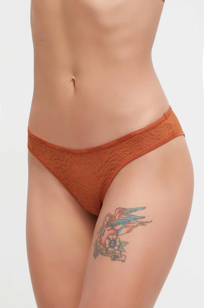 Σλιπ Calvin Klein Underwear πλεκτό ύφασμα πορτοκαλί 000QF7348E