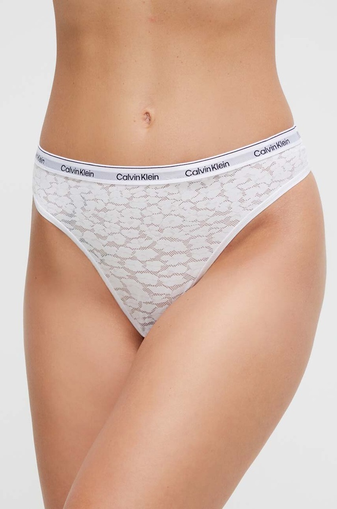 Calvin Klein Underwear stringi nadruk biały 000QD5051E