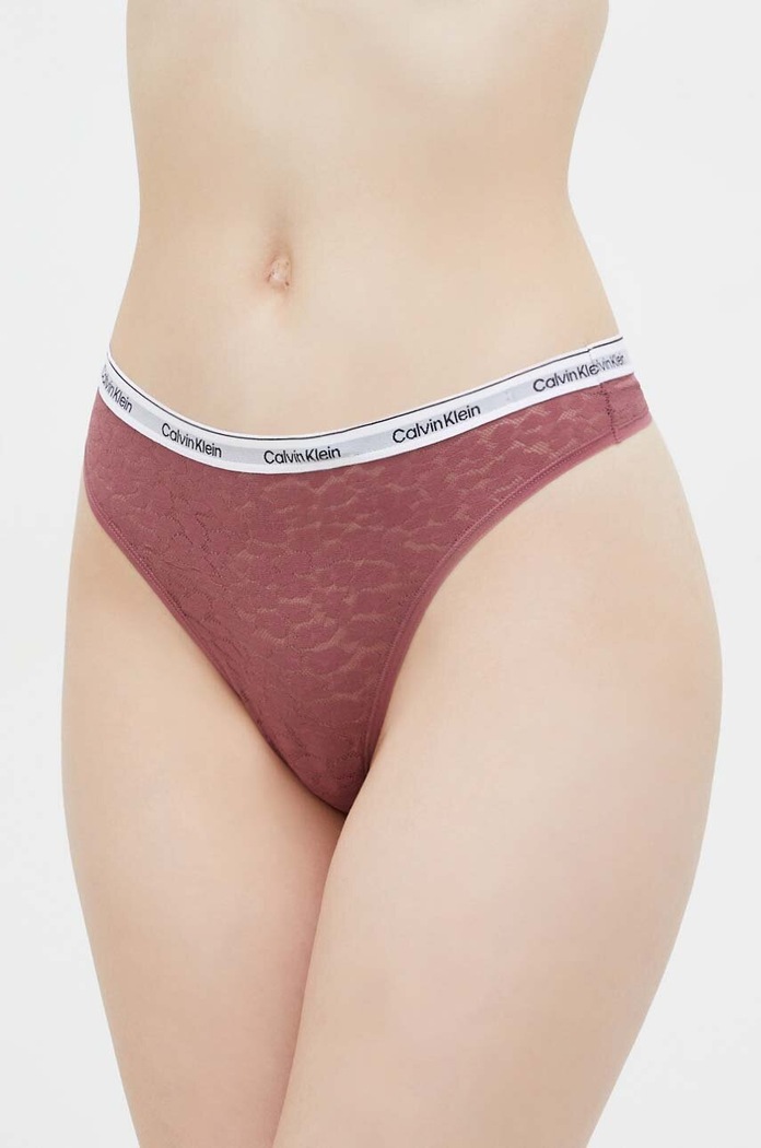 Calvin Klein Underwear stringi nadruk różowy 000QD5051E