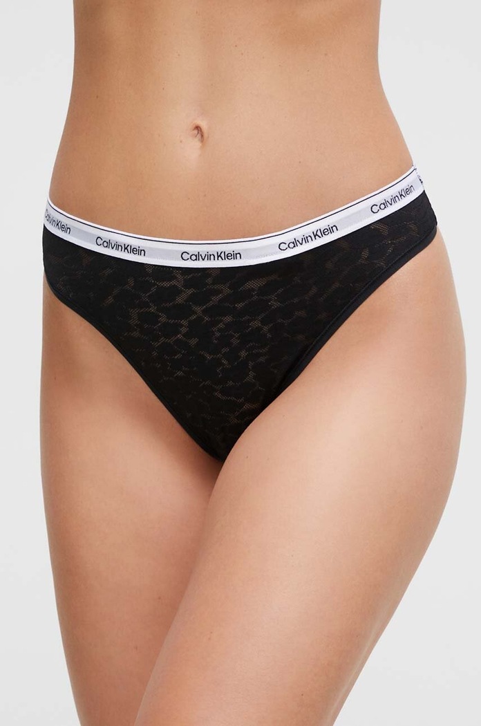 Tangá Calvin Klein Underwear potlač čierna 000QD5051E