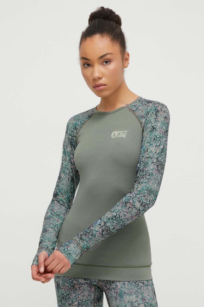 Odzież Picture longsleeve funkcyjny Milita Printed WTS500 zielony