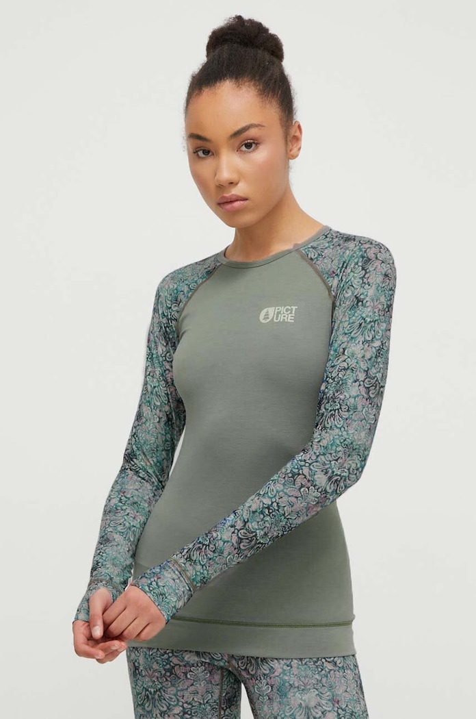 Odzież Picture longsleeve funkcyjny Milita Printed WTS500 zielony