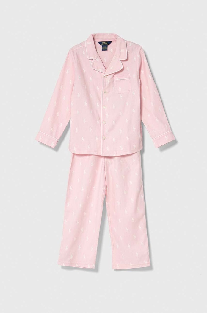 Dječja pamučna pidžama Polo Ralph Lauren komplet roza 4P0150