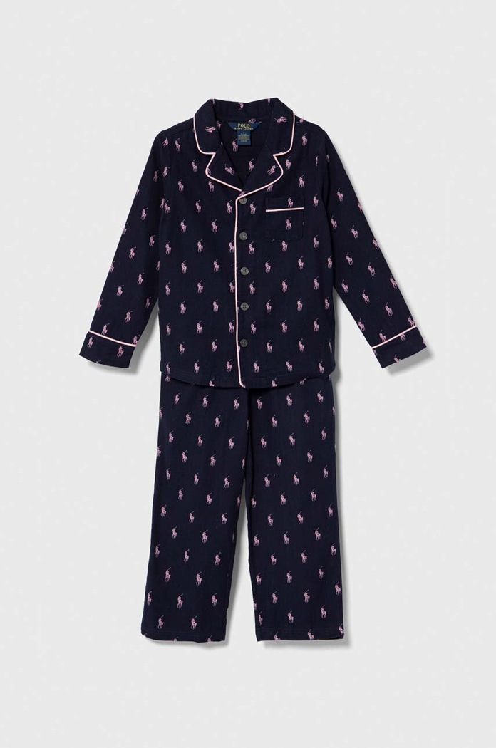 Dječja pamučna pidžama Polo Ralph Lauren komplet mornarsko plava 4P0150