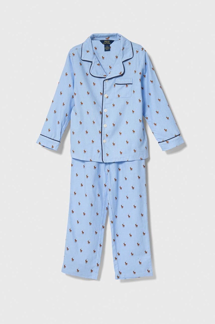 Dětské bavlněné pyžamo Polo Ralph Lauren sada modrá 9P0137