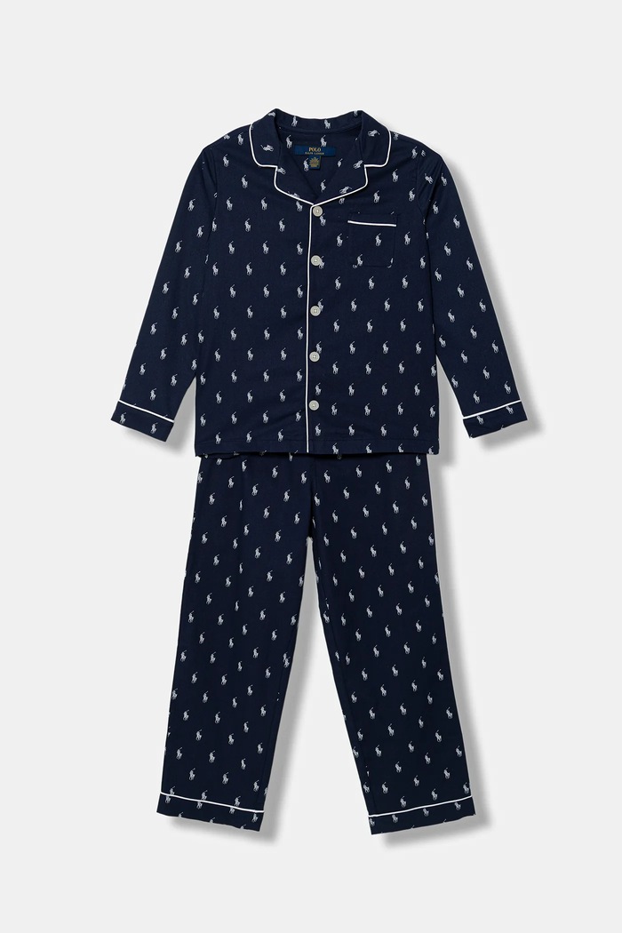 Dětské bavlněné pyžamo Polo Ralph Lauren sada námořnická modř 9P0137