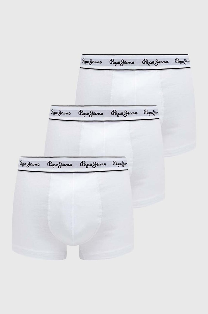 Μποξεράκια Pepe Jeans 3-pack εφαρμοστό σορτς μπόξερ λευκό PMU10975.800