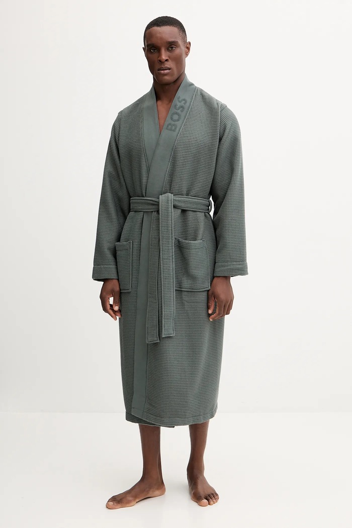 BOSS halat Waffle Kimono uni verde 50469787
