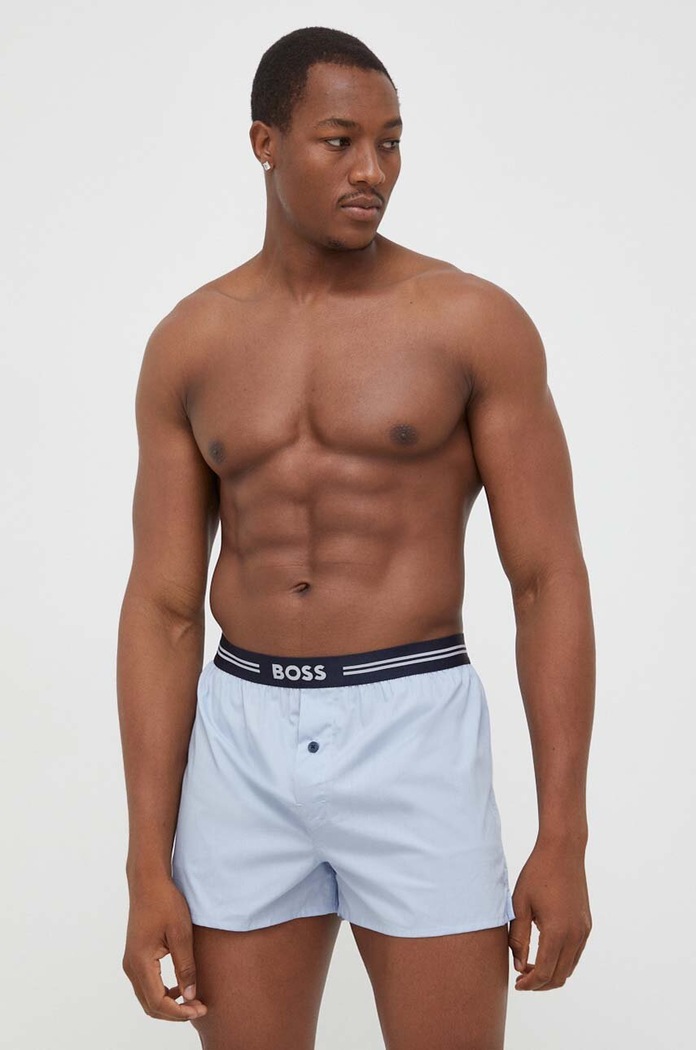 Памучни боксерки BOSS (3 броя) 3P Woven Boxer 50480034 син AW25