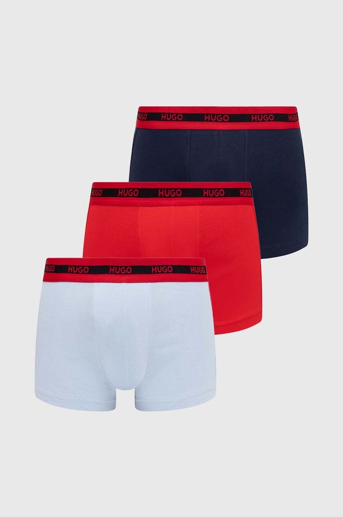 Boxerky HUGO 3-pack pletenina modrá 50503083