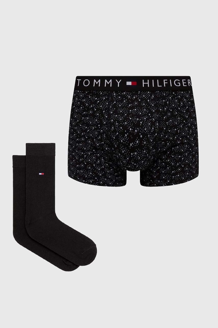 Set boxerek a ponožek Tommy Hilfiger pletenina černá UM0UM03048
